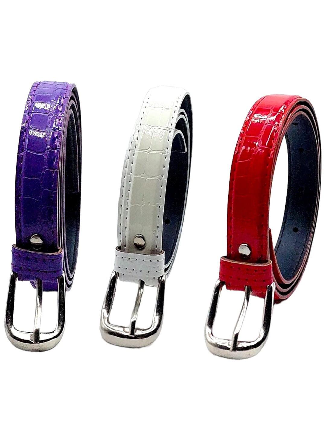 

DIAN Women Pack Of 3 Textured Slim Belt, Purple