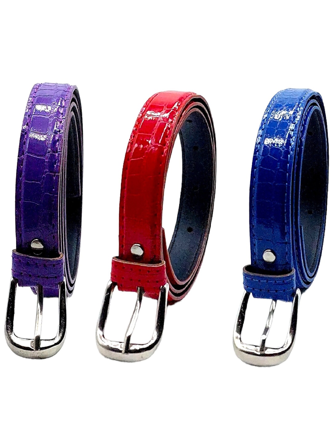 

DIAN Women Pack Of 3 Textured Slim Belt, Purple