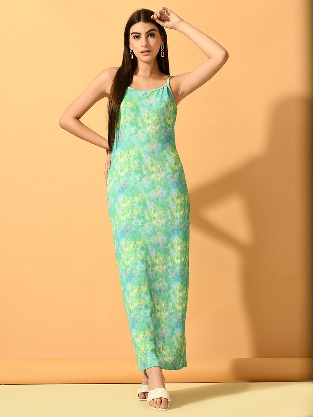 

Myshka Abstract Printed Maxi Dress, Green