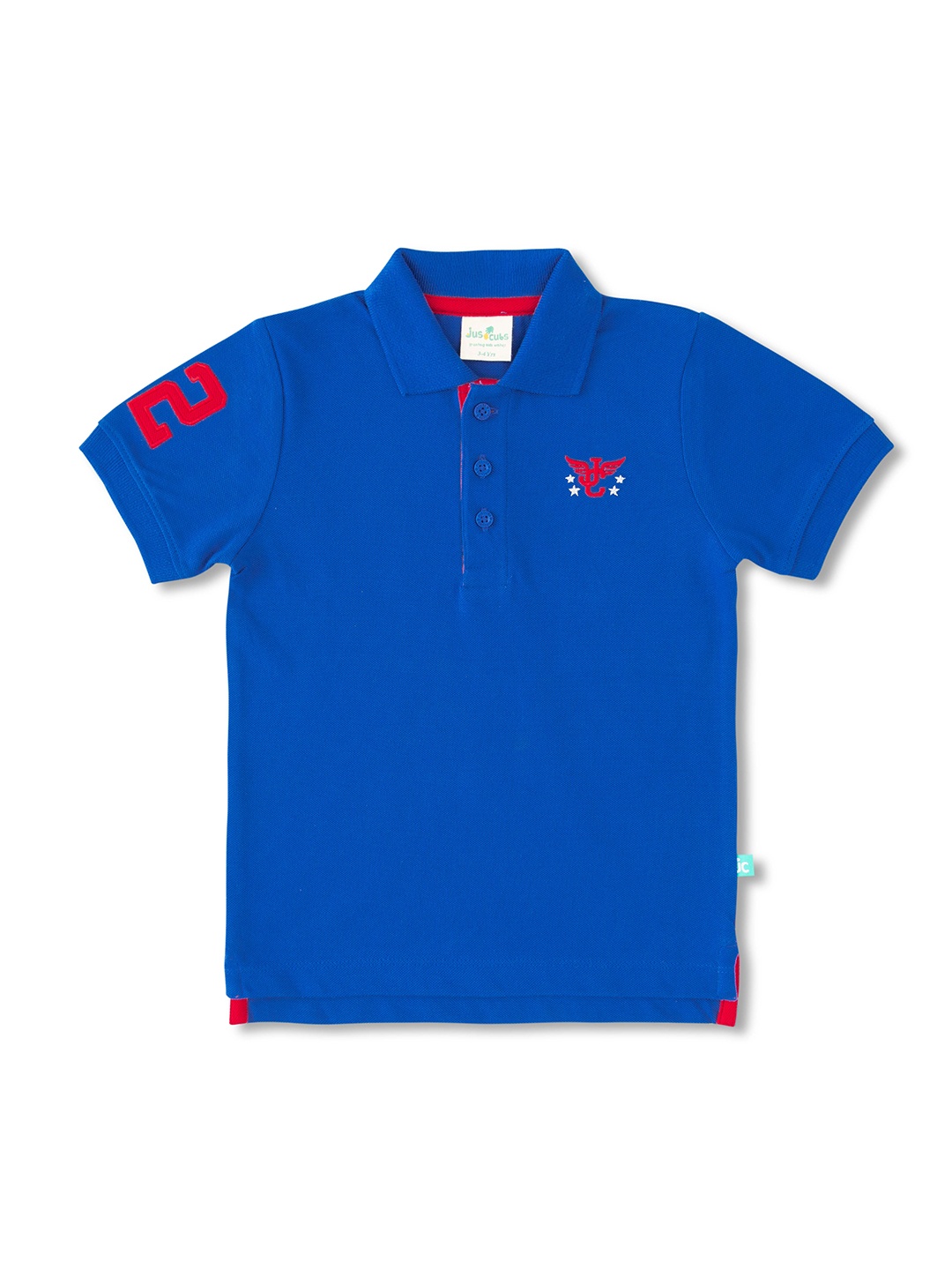 

JusCubs Boys Typography Embroidered Polo Collar Cotton T-shirt, Blue