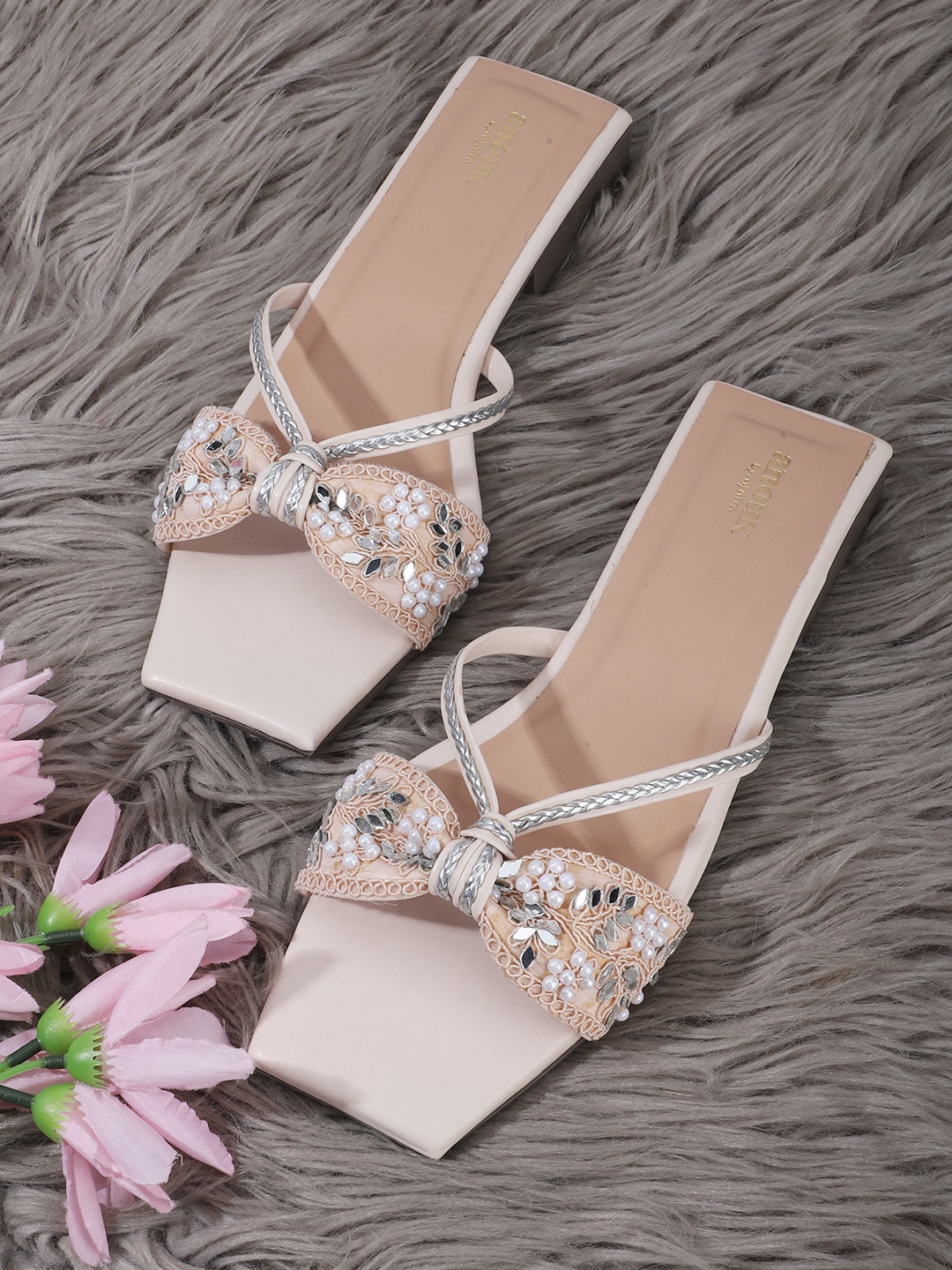 

Anouk Embellished Open Toe Flats, Cream
