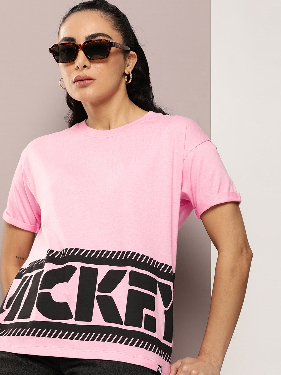 

Kook N Keech Disney Printed Pure Cotton Drop-Shoulder Sleeves T-shirt, Pink