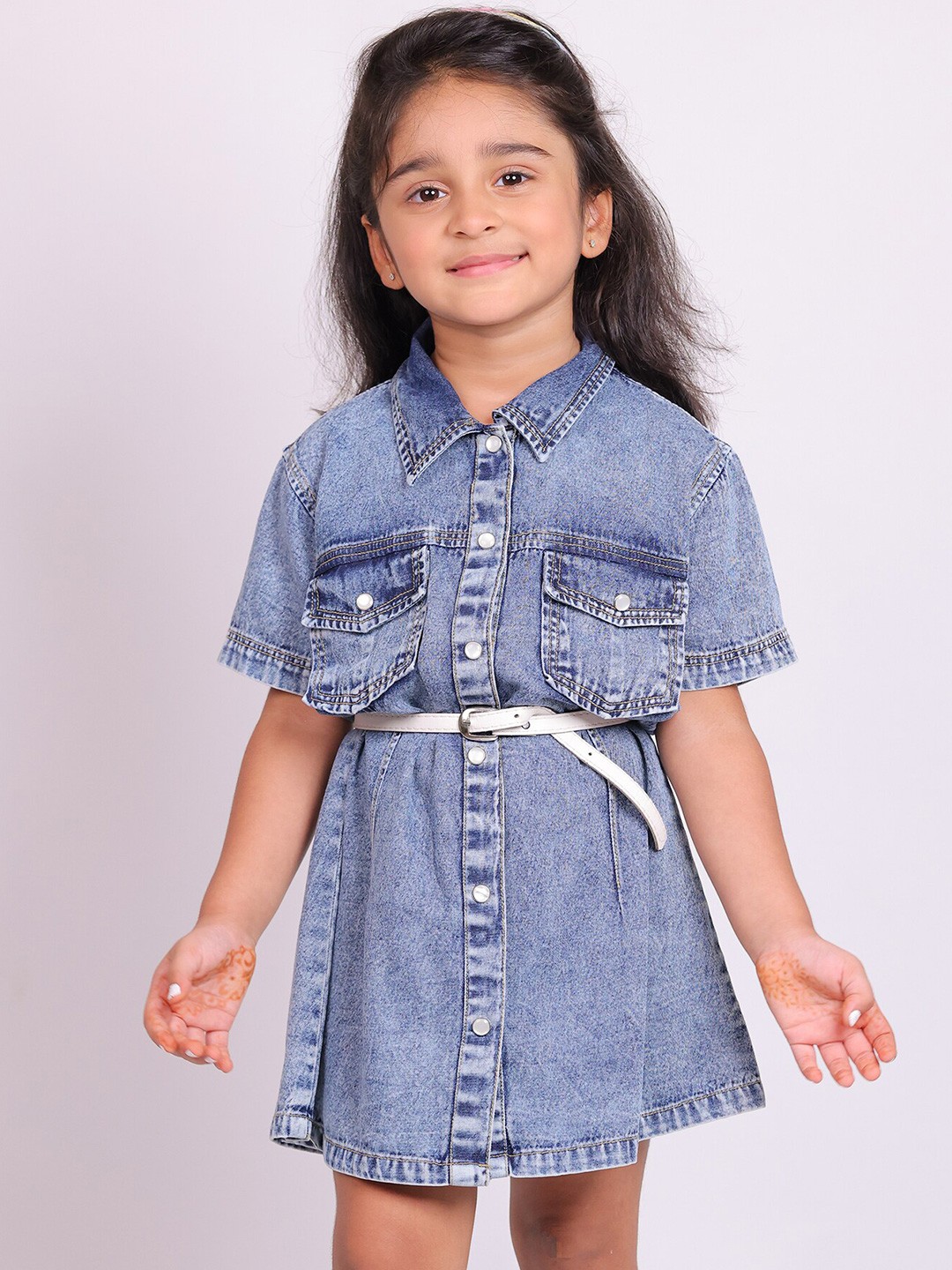 

Little Carrot Girls Cotton Denim Shirt Dress, Blue