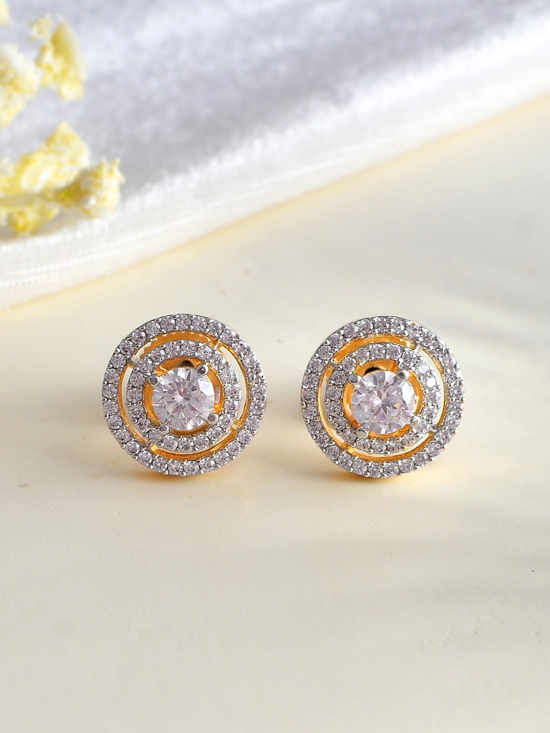 

Voylla Rhodium Plated Studs Earrings, Rose gold