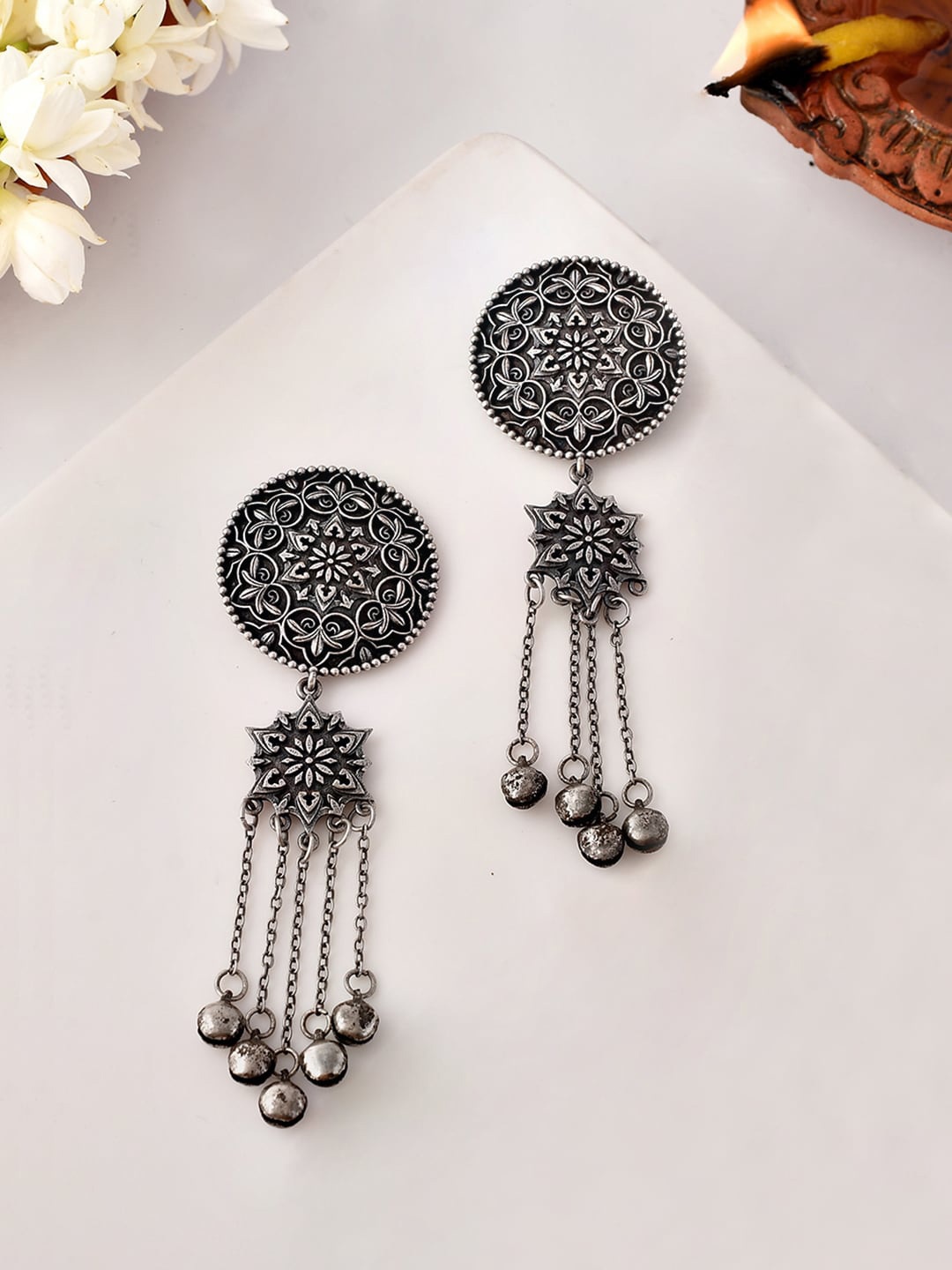 

Voylla Silver Plated Drop Earrings
