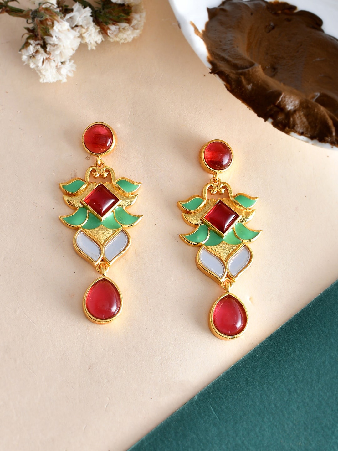 

Voylla Gold-Plated Contemporary Drop Earrings