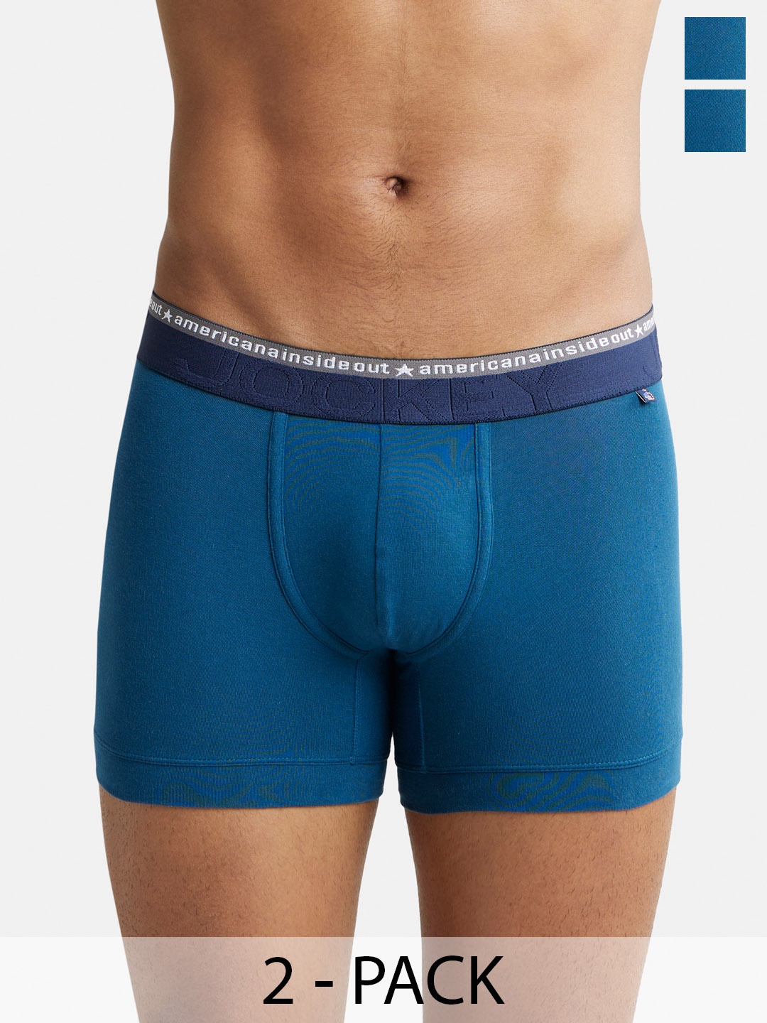 

Pack Of 2 Super Combed Cotton Stretch Solid Trunk with Ultrasoft Waistband-US60, Blue