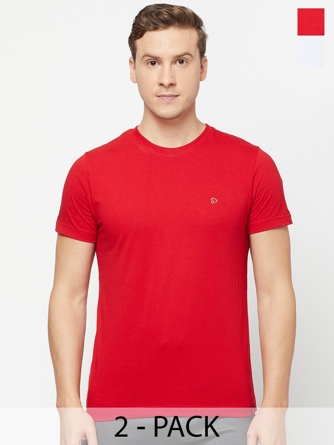 

SPORTO Pack Of 2 Round Neck T-shirts, Red