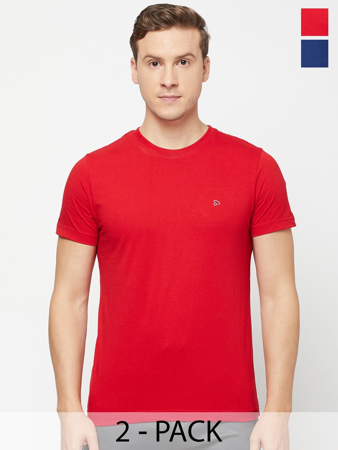 

SPORTO Pack Of 2 Round Neck T-shirts, Red