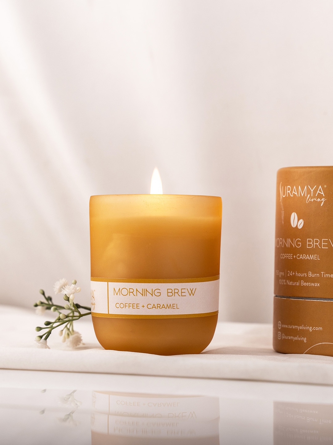 

SURAMYA LIVING Pack of 2 Beeswax Candles Smoke Free Non Toxic Scented Candles 150 GMS, White
