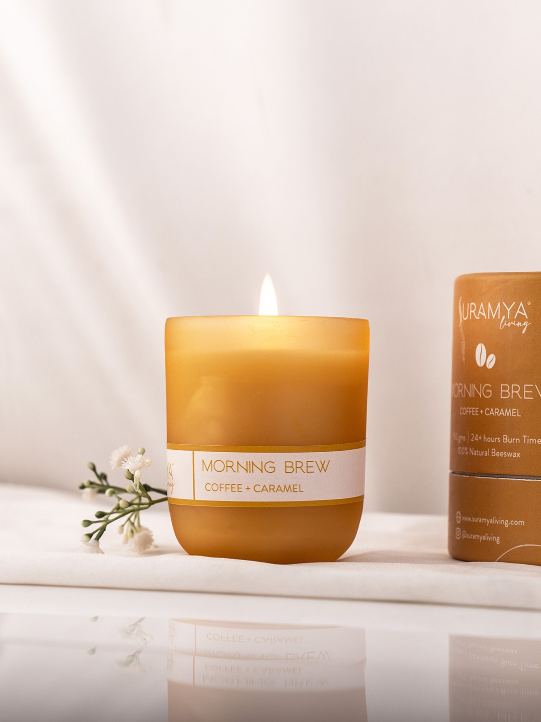 

Suramya Living 2Pc Beeswax Candles 2Pc Smoke Free Non-Toxic Scented Candles- 150 gm, White