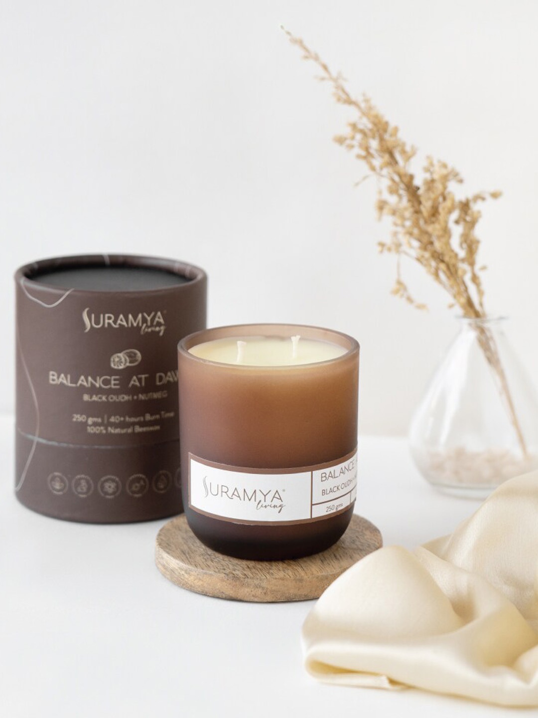 

Suramya Living Coffee Brown Glass Jar Scented Candle - 250 g