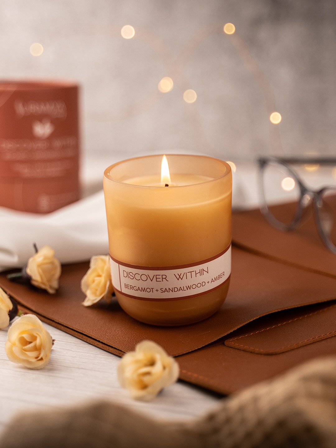 

Suramya Living 3 Pcs Beeswax Smoke Free Non-Toxic Scented Candles- 150 gm, White
