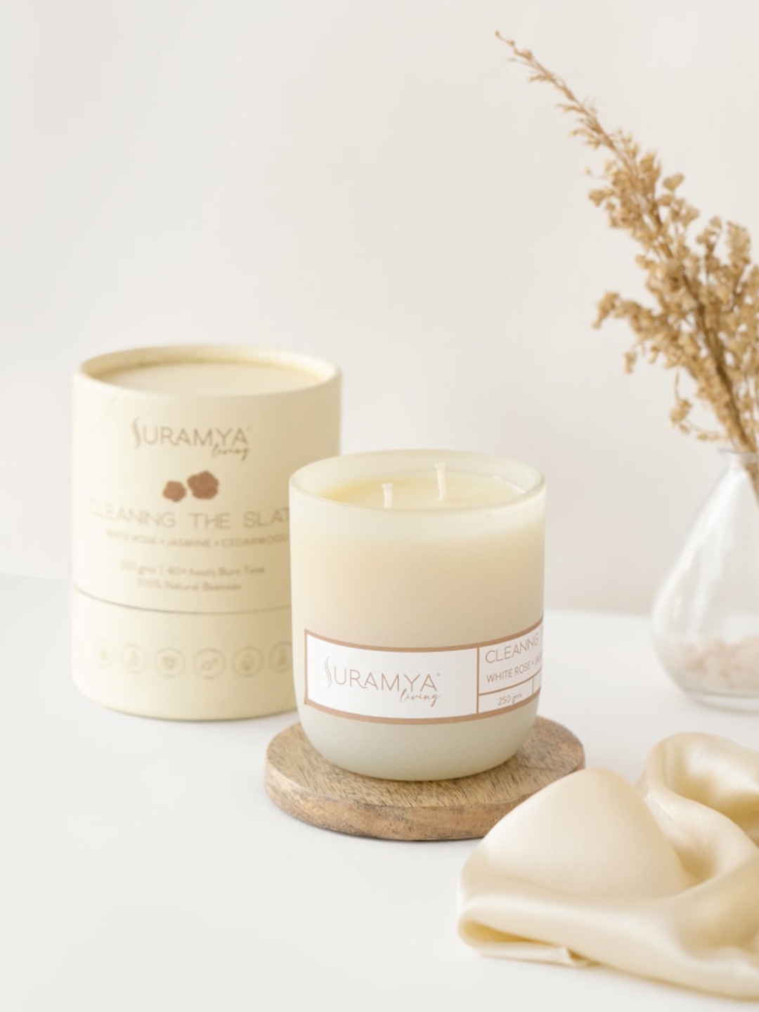 

Suramya Living White & Orange 3 Pieces Glass Jar Scented Candles 250 g Each