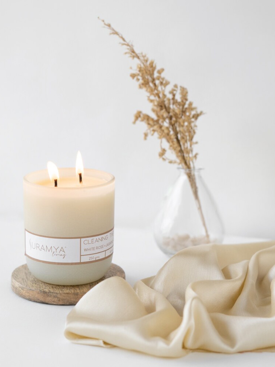 

SURAMYA LIVING Cleaning The Slate Beeswax Candles Smoke Free Perfume Scented Candles, White