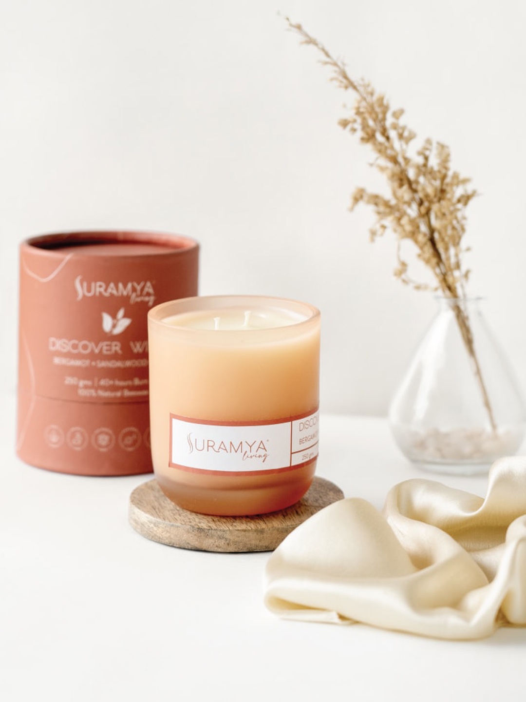 

Suramya Living Brown & Grey 3 Pieces Smoke Free Glass Jar Scented Candles - 250g Each