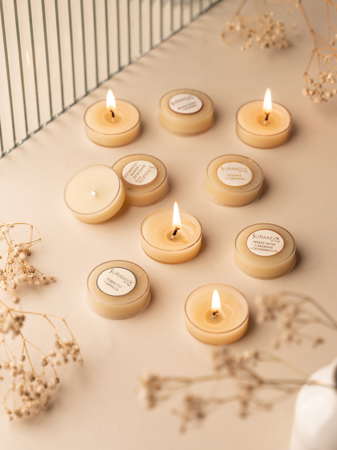 

Suramya Living White 2 Pieces Mini Scented Candles Set-100g