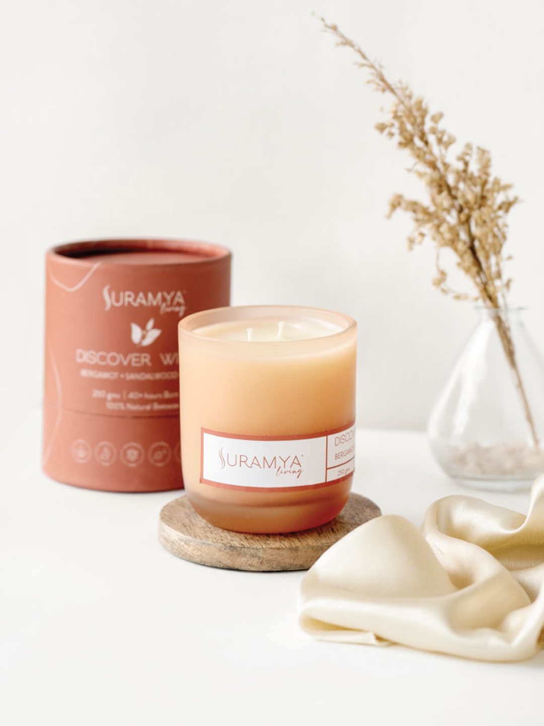 

Suramya Living Brown & Yellow 3 Pieces Smoke Free Non Toxic Scented Candles 250 g Each