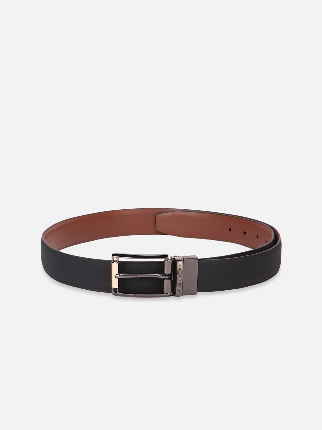 

Louis Philippe Men Leather Formal Belt, Black