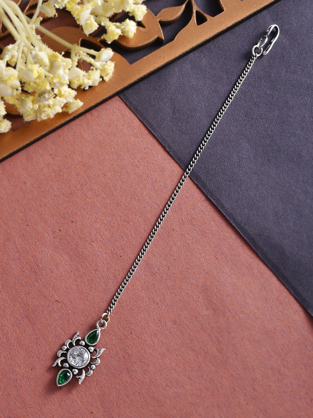 

Voylla Silver-Plated Stones Studded Maang Tika