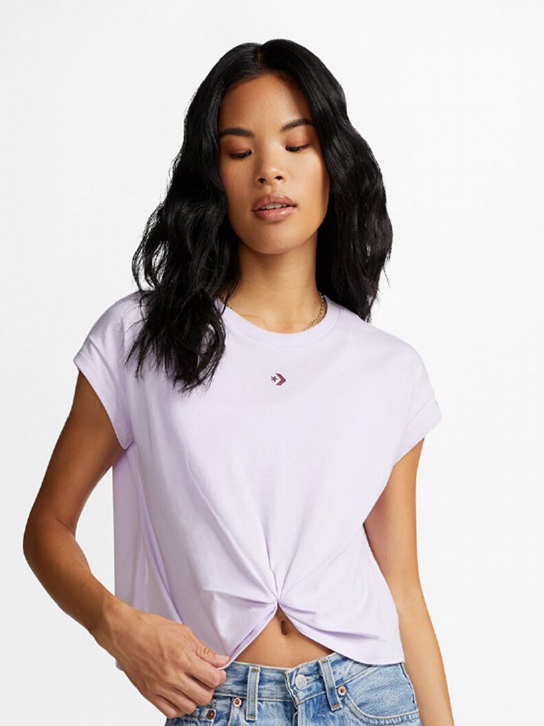 Converse Women Wordmark Twist T-shirt, Lavender