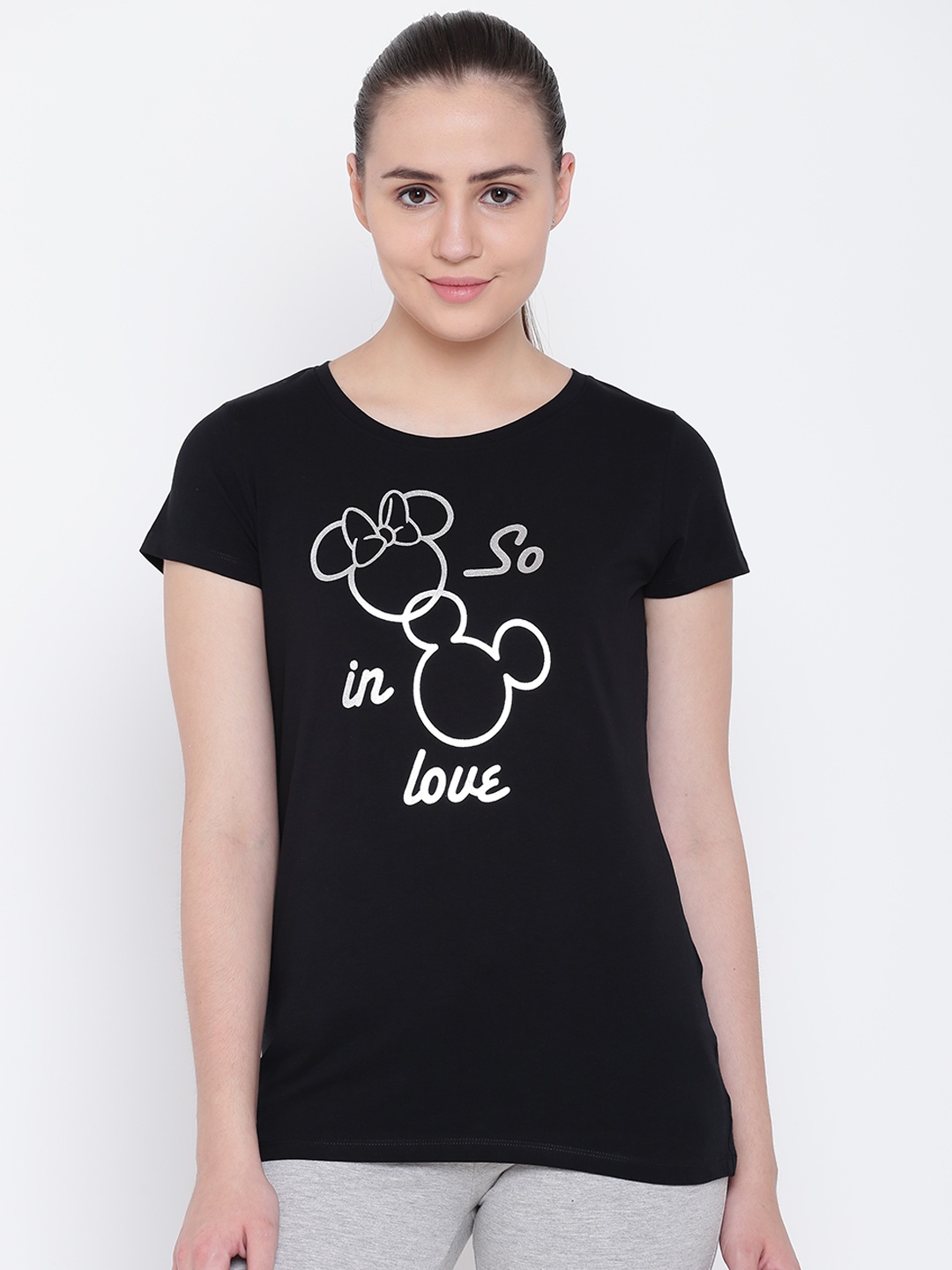 

Ginger by Lifestyle Black Printed Lounge T-shirt GNNS18