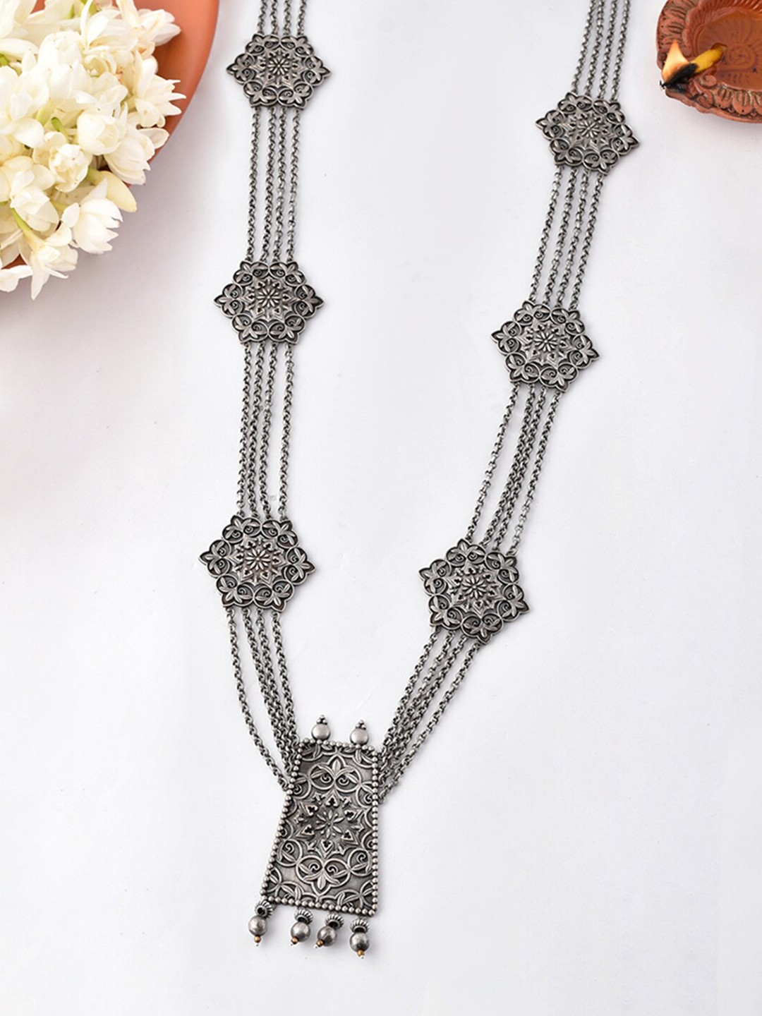 

Voylla Brass Silver-Plated Necklace