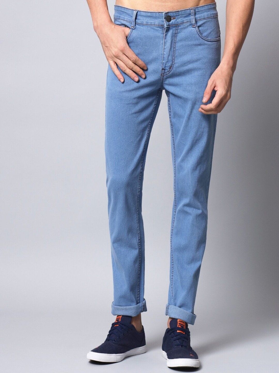 

STUDIO NEXX Men Slim Fit Clean Look Stretchable Jeans, Blue