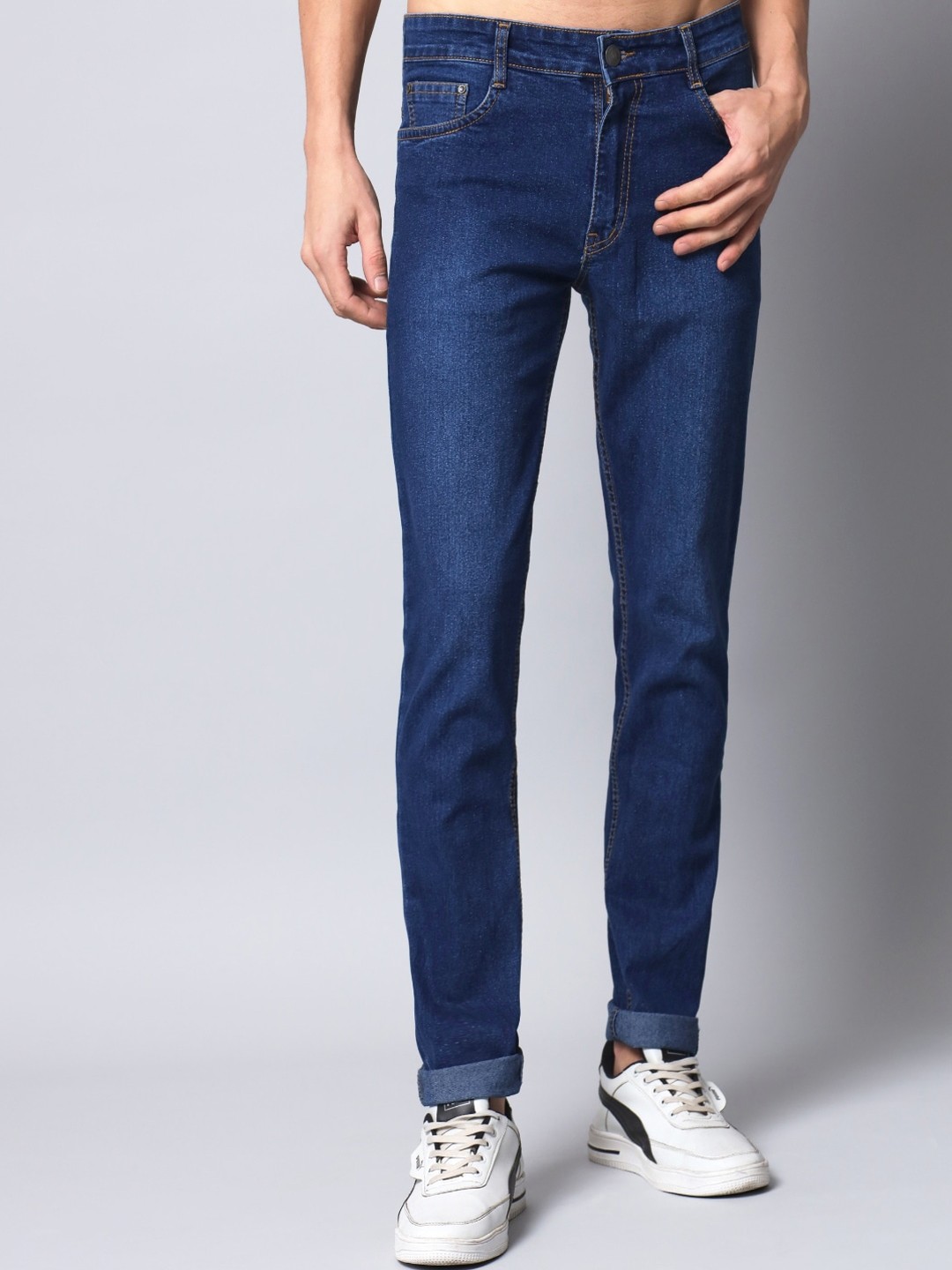 

STUDIO NEXX Men Mid-Rise Clean Look Light Fade Slim Fit Stretchable Jeans, Blue