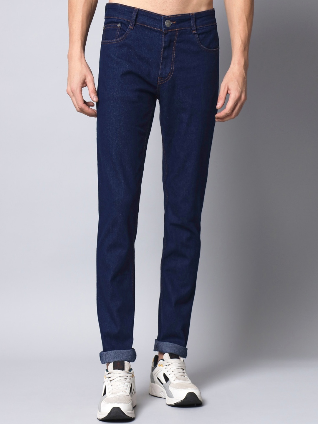 

STUDIO NEXX Men Mid-Rise Clean Look Slim Fit Stretchable Jeans, Blue