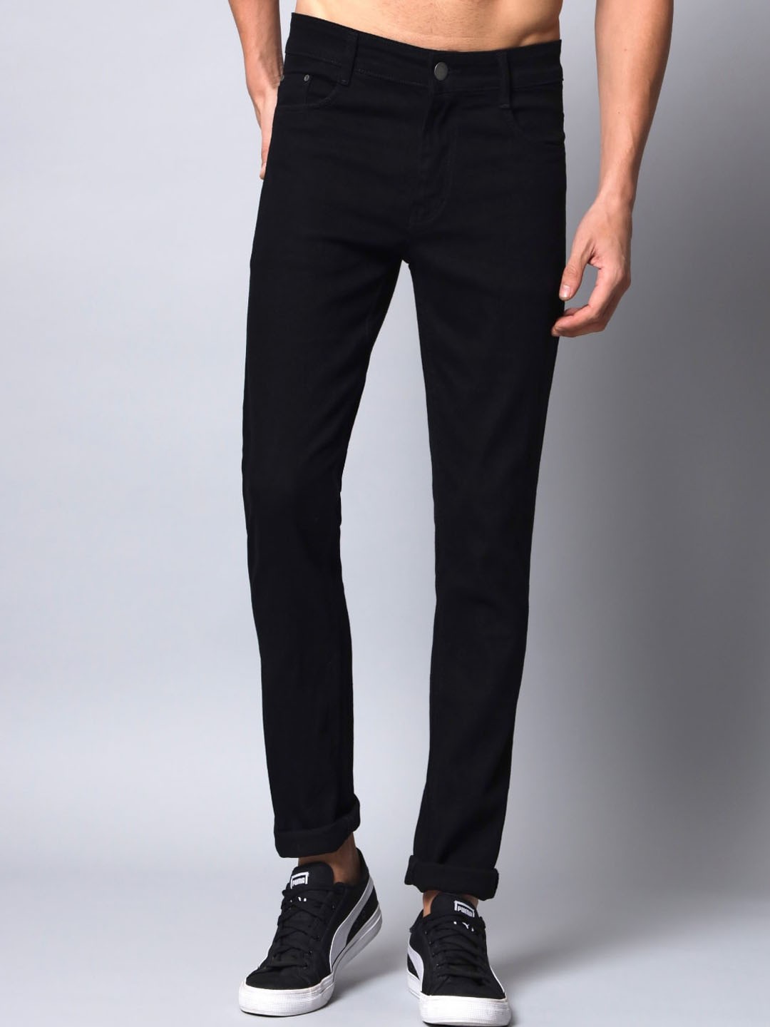 

STUDIO NEXX Men Relaxed Fit Mid-Rise Stretchable Jeans, Black