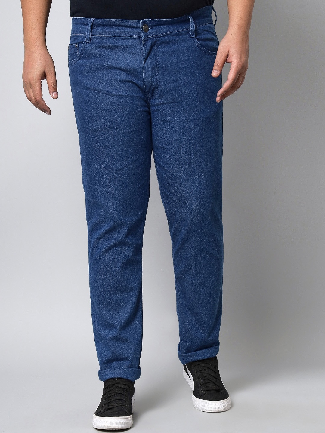 

STUDIO NEXX Men Plus Size Slim Fit Mid-Rise Clean Look Jeans, Blue