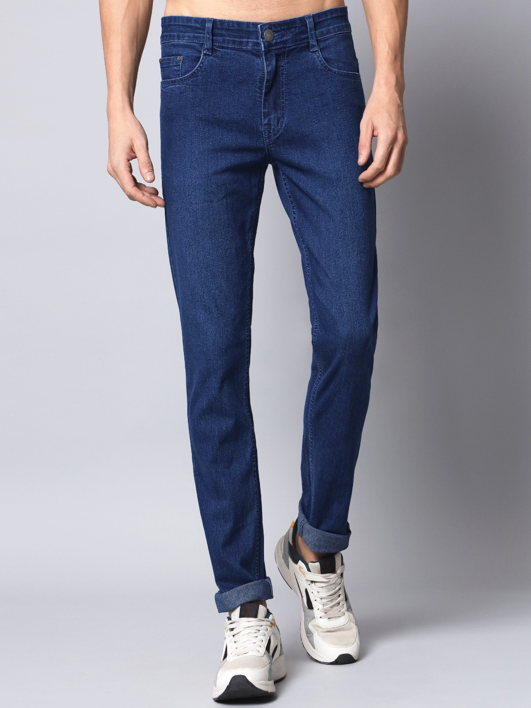

STUDIO NEXX Men Slim Fit Mid-Rise Light Fade Stretchable Jeans, Blue