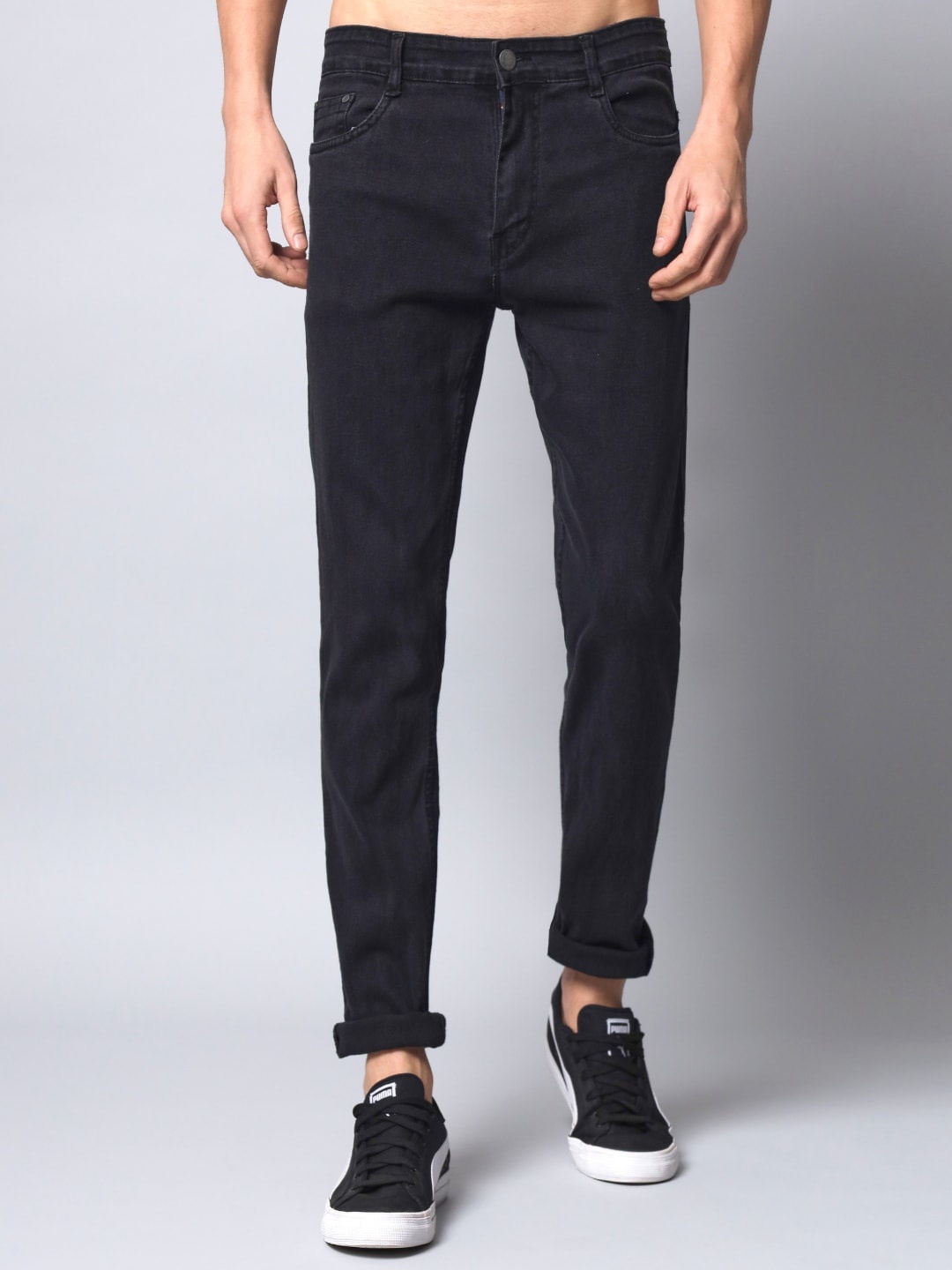 

STUDIO NEXX Men Relaxed Fit Clean Look Stretchable Jeans, Black
