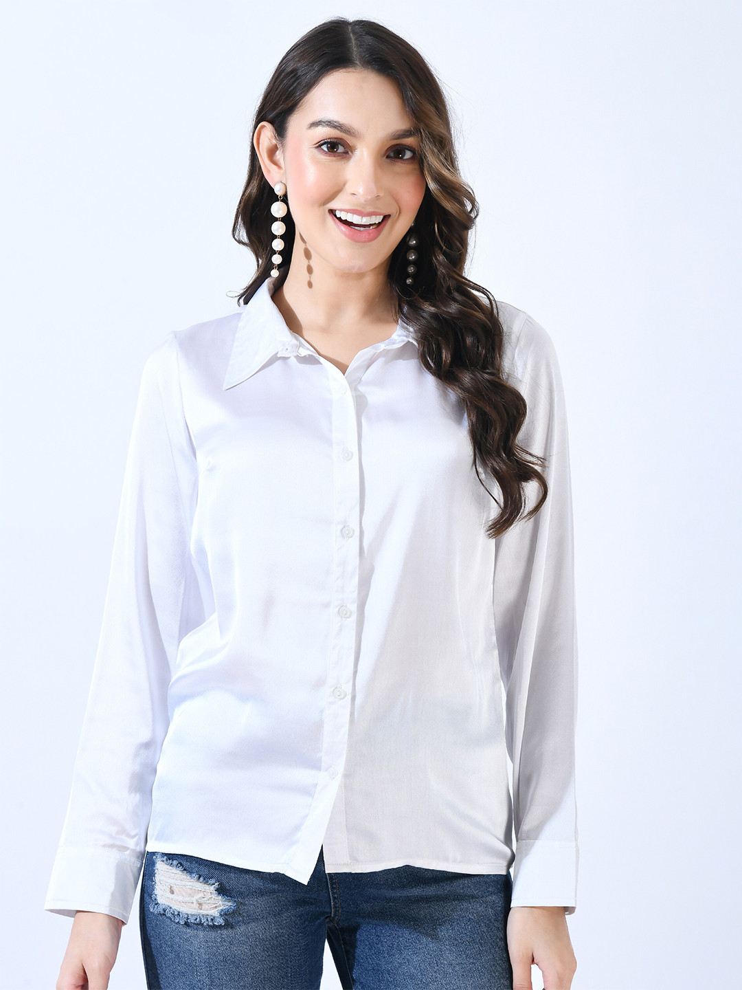 

DressBerry White Spread Collar Casual Shirt