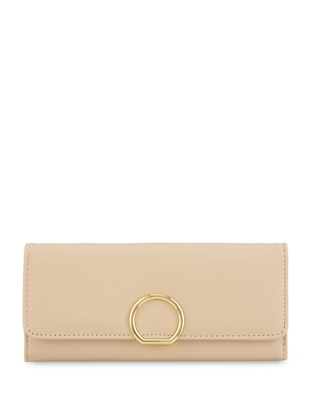 

E2O Button Closure PU Two Fold Wallet, Beige