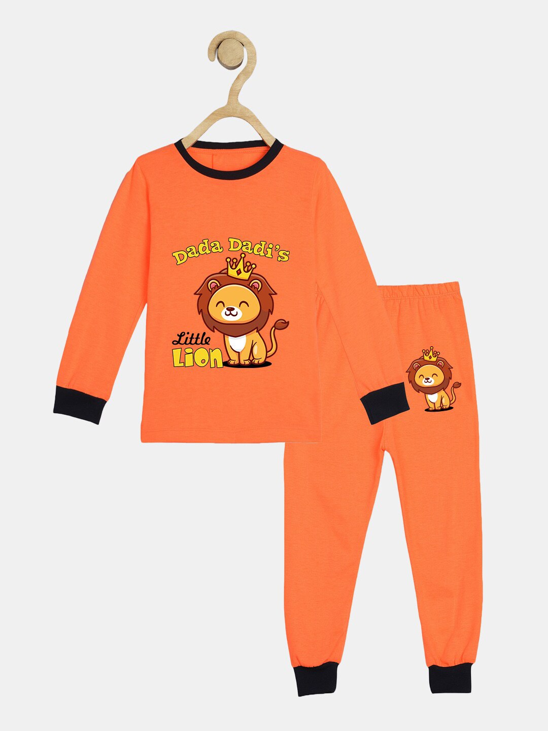 

Wyld Sprog Kids Graphic Printed Pure Cotton Night suit, Orange