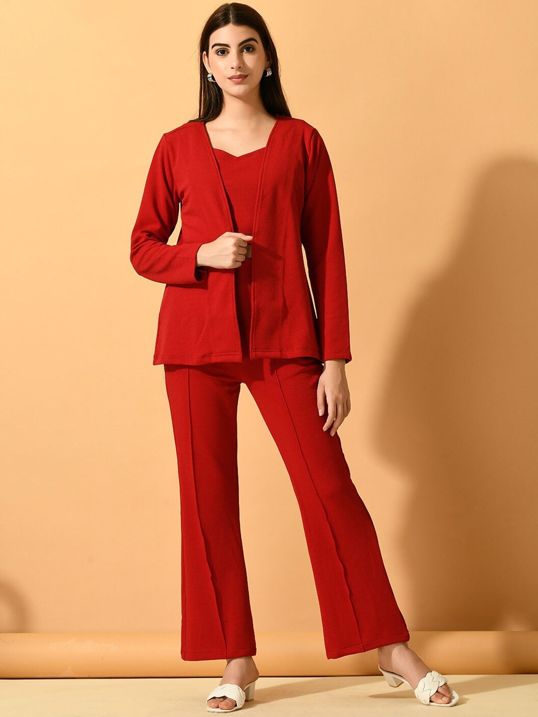

DressBerry Red Crop Top With Trousers Co-Ords