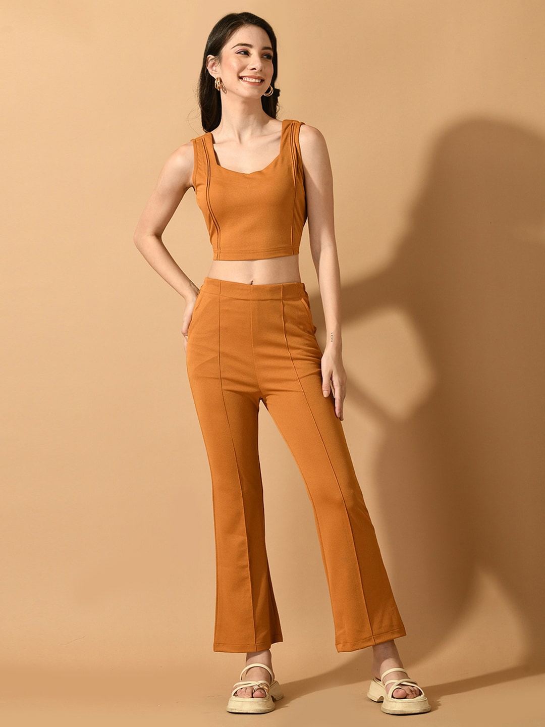 

DressBerry Sleeveless Top With Trousers, Mustard
