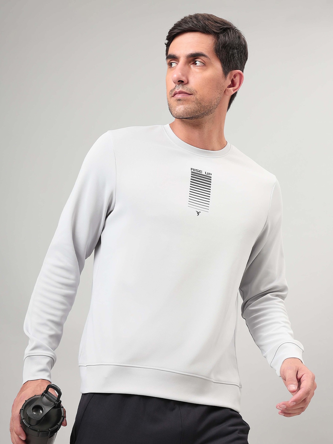 

Technosport Typography Printed Antimicrobial Sweatshirt, Grey