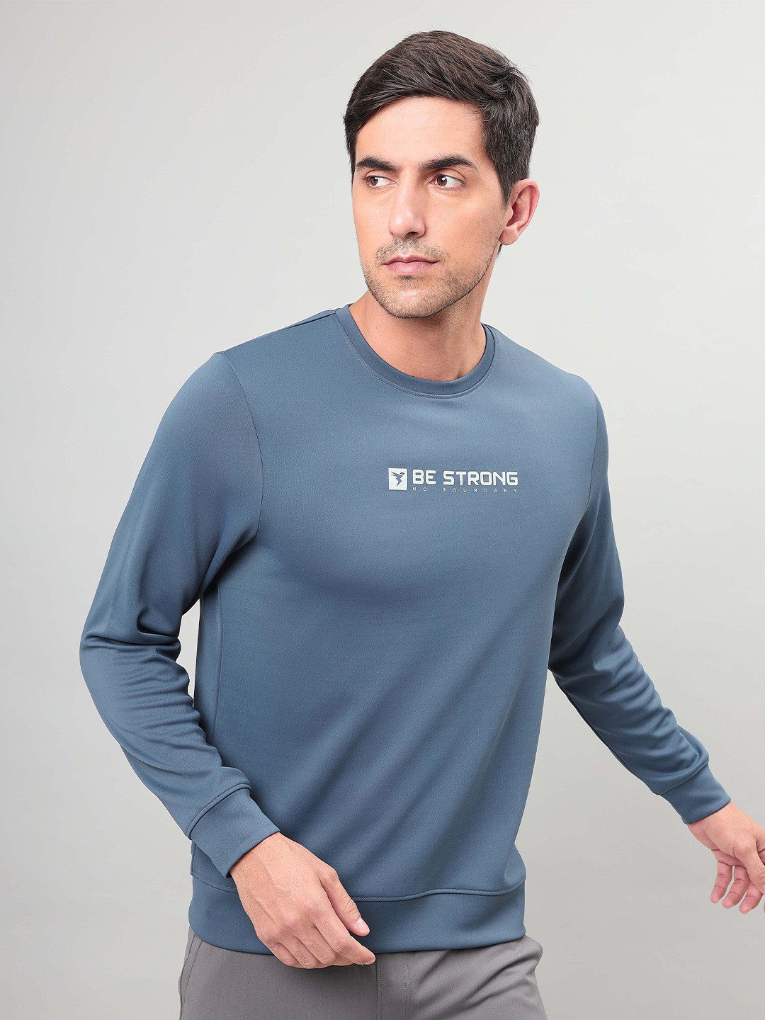 

Technosport Typography Printed Antimicrobial Sweatshirt, Navy blue