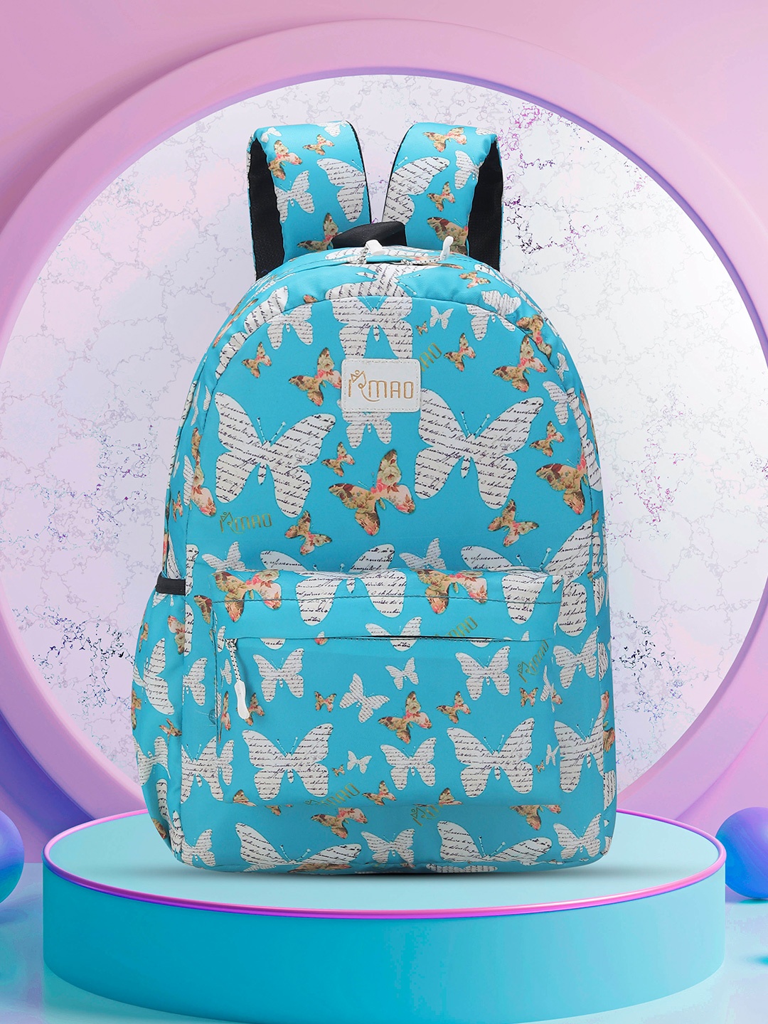 

IRMAO Women Graphic Printed Backpack, Turquoise blue