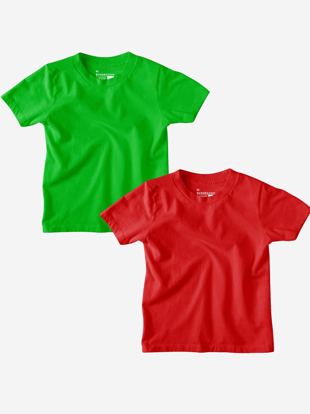 

BonOrganik Boys Pack Of 2 Cotton T Shirts, Green