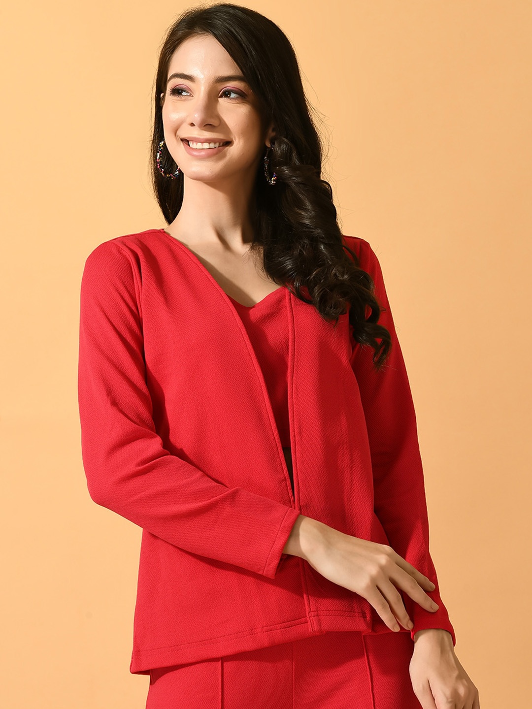 

DressBerry Collarless Lightweight Tailored Jacket, Red