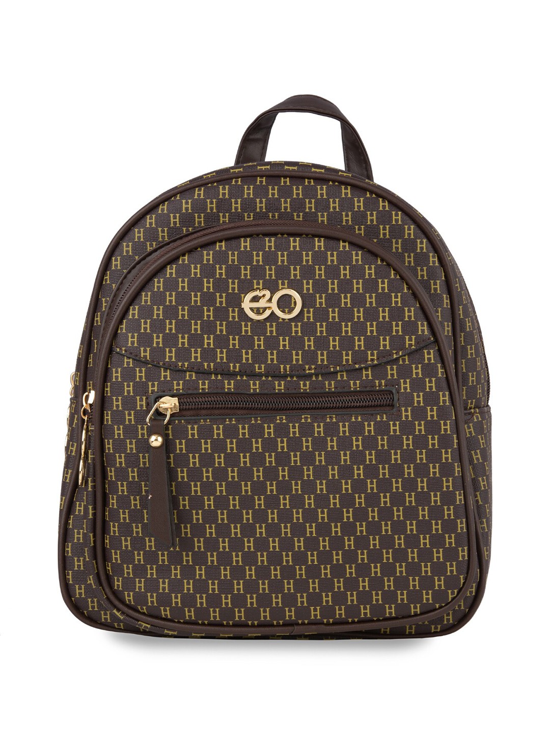 

E2O Women Brown & Yellow Geometric Backpack