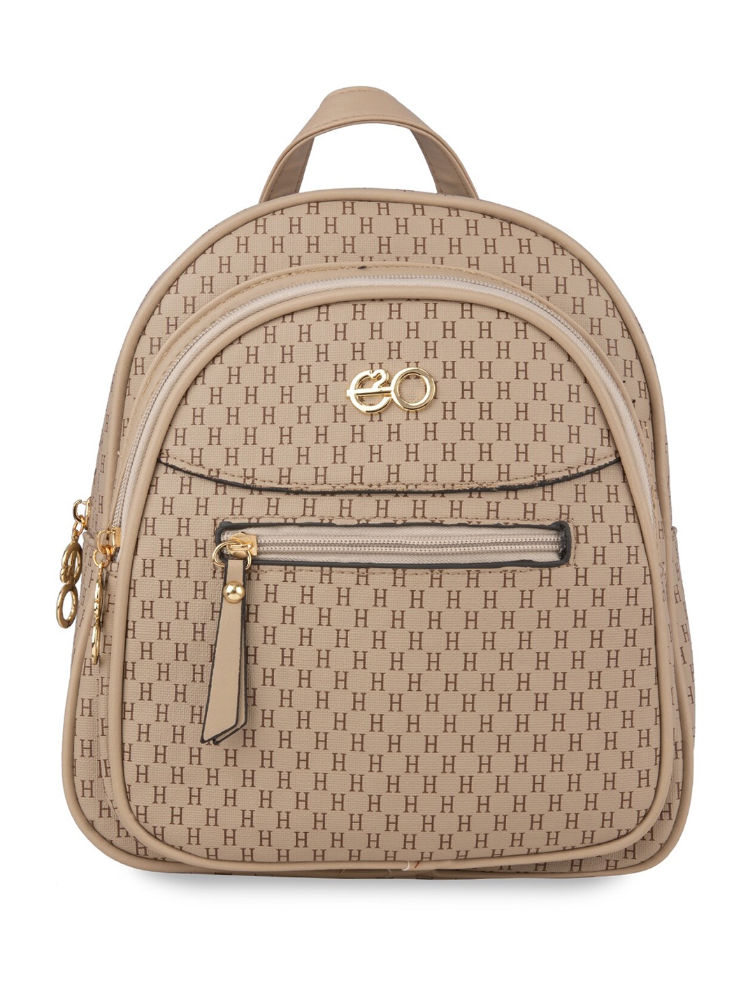 

E2O Women Geometric Printed Backpack, Beige
