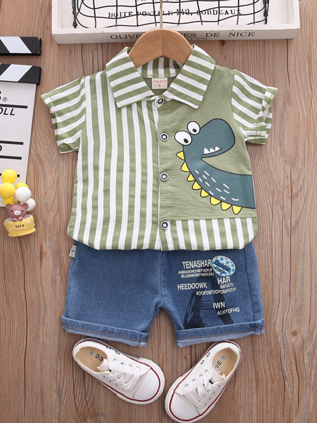 

Bold N Elegant Boys Printed Shirt with Shorts, Green