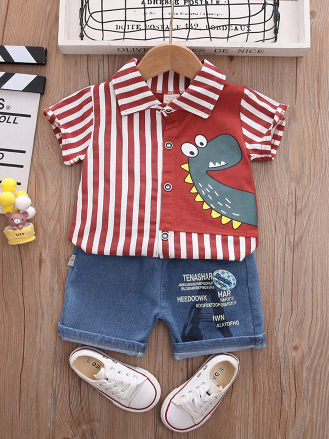 

Bold N Elegant Boys Printed Shirt with Shorts, Red