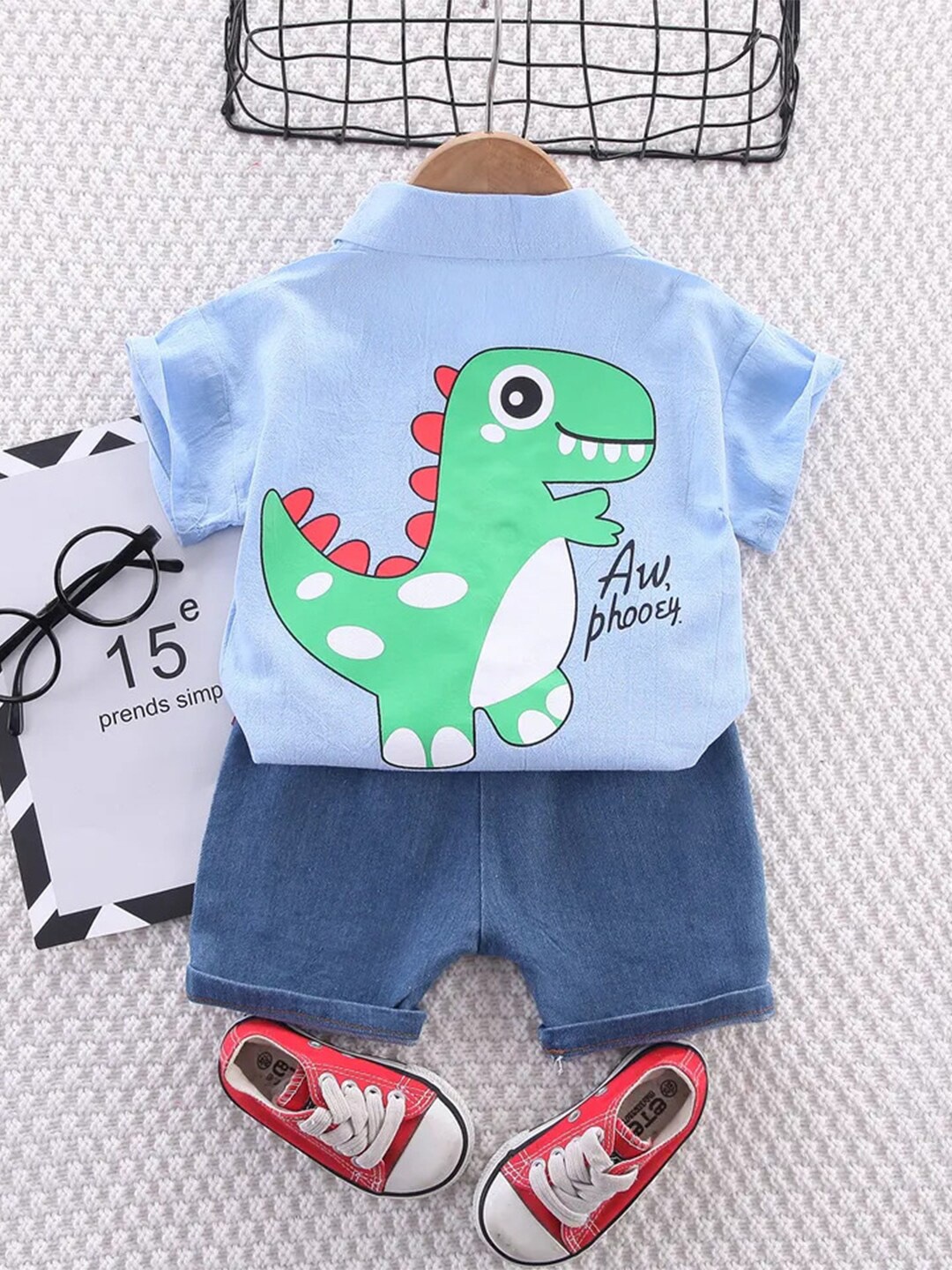 

Bold N Elegant Boys Printed Shirt with Shorts, Blue
