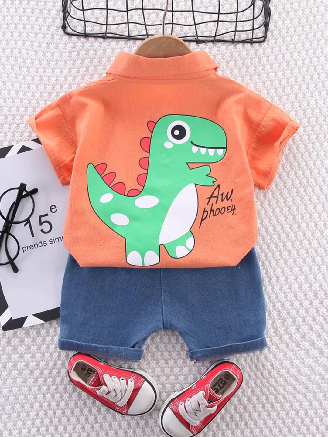 

Bold N Elegant Boys Printed Shirt with Shorts, Coral
